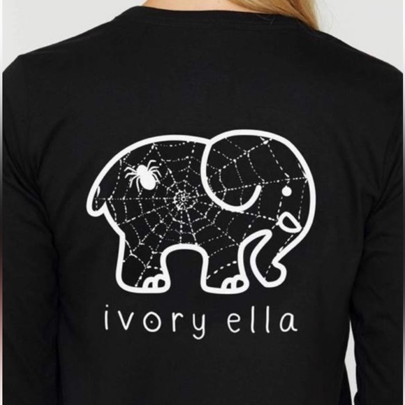 Ivory Ella Black Spider Webb Elephant Halloween Design Long Sleeve Tee T-Shirt - Picture 5 of 5